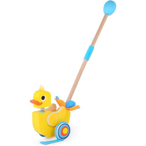 Battat – Waddling Push Toy – Wooden Duck – Walks & Flaps – Silly Sounds & Bobble Head – 12 Months + – Quack & Go Duck