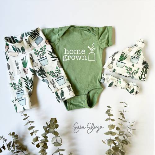 Home grown baby gift, Plant person baby gifts, Plant lovers baby gifts, Plant baby clothes gender neutral, Plants baby shower