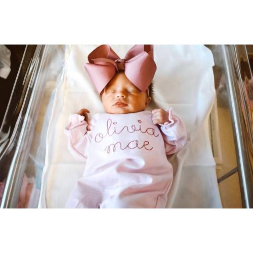 Baby girl coming home outfit, monogrammed ruffle romper