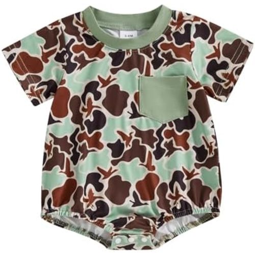 Baby Boy Summer Romper Camouflage Shirt Casual Short Sleeve Round Neck Jumpsuit Newborn Clothes 3 6 12 Months