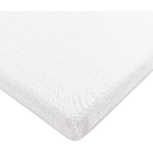 Babyletto 100% Organic Cotton All-Stages Bassinet Sheet, GOTS-Certified, Fitted 360°, Ultra-Soft and Breathable Muslin - Plain White
