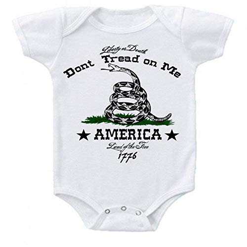 Don't Tread On Me Liberty or Death Military Themed Gadsden Flag Baby Bodysuit Romper Onesie