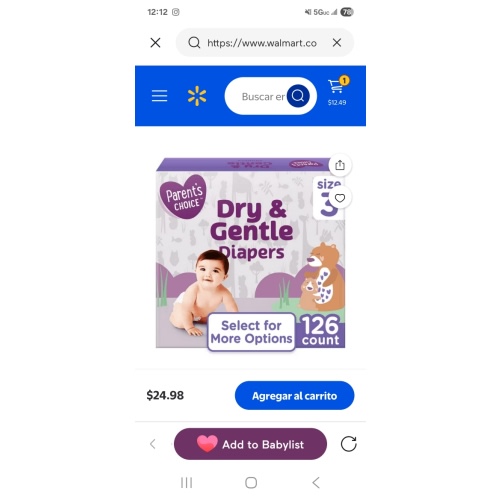 Dry & Gentle Diapers Size 3, 126 Count