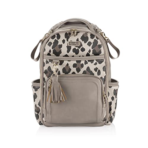 Itzy Ritzy Diaper Bag Backpack – Large Capacity Boss Plus Baby Backpack Diaper Bag Featuring 19 Pockets, Changing Pad, Stroller Clips, and Comfortable Backpack Straps, Leopard