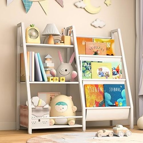 3 Tier Kids Bookshelf Baby Toddler Bookshelf and Toy Storage Organizer for Kids, Kids Bookcase Nursery Book Shelf for Kids Room, Bedroom, Playroom and Nursery, White