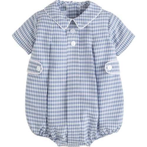 Davant Bubble, Gray Blue Gingham - Little English Rompers | Maisonette