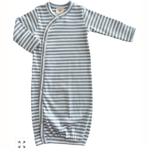 Dusty Blue Stripe / Organic Ribbed Gown – SpearmintLOVE