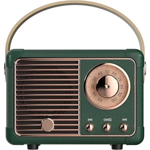 Retro Bluetooth Speaker, Vintage Decor, Wireless Portable Mini Bluetooth Speaker, Small Cute Old Fashion Style for Home Bedroom Kitchen Desk Party Outdoor Gift Ideas - Green