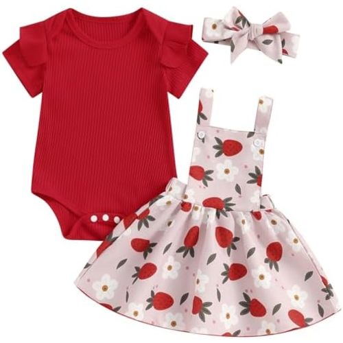 Mubineo Baby Girl Clothes Summer Cute Skirt Outfits Short Sleeve Romper Floral Overall Skirt Dress Infant Newborn Outfit