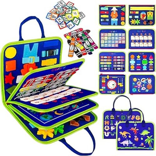 Toddler Busy Board Montessori Toys for 1 2 3 Year Old Boys & Girls Birthday Gifts, Educational Sensory Toys for Age 2-4, Travel Toys for Toddlers Airplane Car, Preschool Learning Activities Busy Book