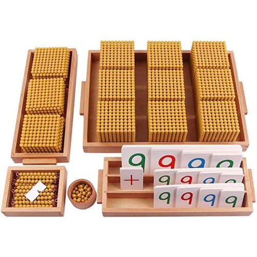 Kghios Montessori Golden Beads Materials Decimal System Bank Game Montessori Math Toys Mathematics Teaching Aids Materials Baby Preschool Education Toys