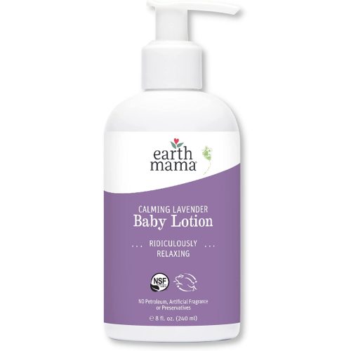 Earth Mama Calming Lavender Baby Lotion | Nourishing Organic Calendula + Rooibos for Sensitive Skin, 8 Fl Oz