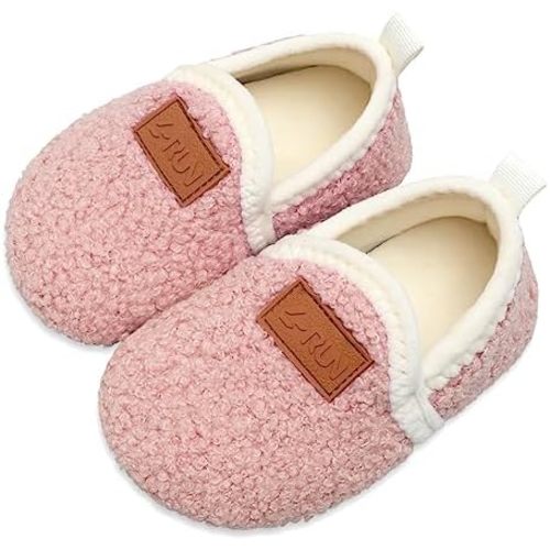 L-RUN Toddler Boys Girls House Slippers Indoor Home Shoes Warm Slipper Socks for Kids Baby Soft Winter Warm Walking Shoes
