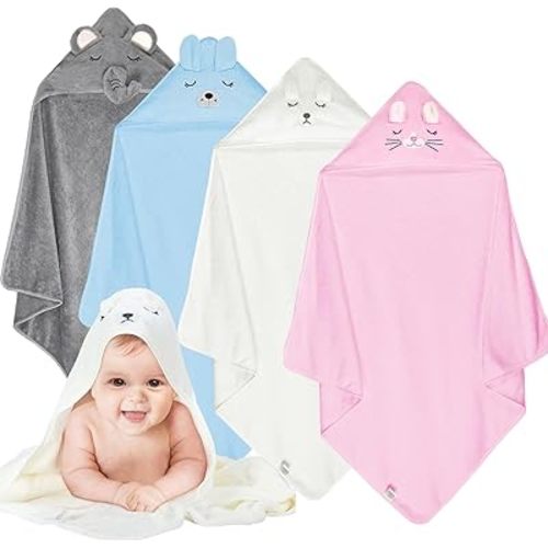 Toddler Bath Towels, Soft Hooded Baby Towels with Hood, Baby Towel Set, UltraAbsorbent Hooded Baby Towel 4pack
