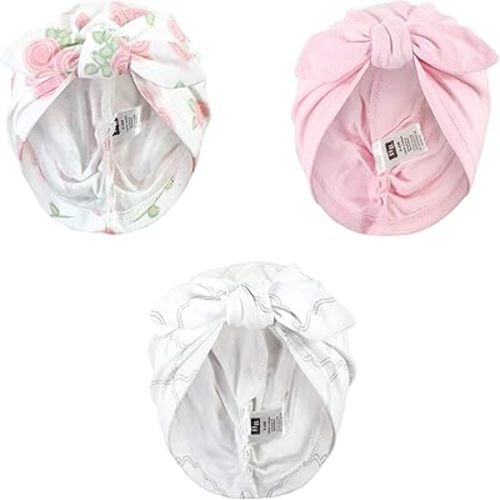 Hudson Baby unisex baby Turban Cotton Headwraps Headband, Rose, One Size US