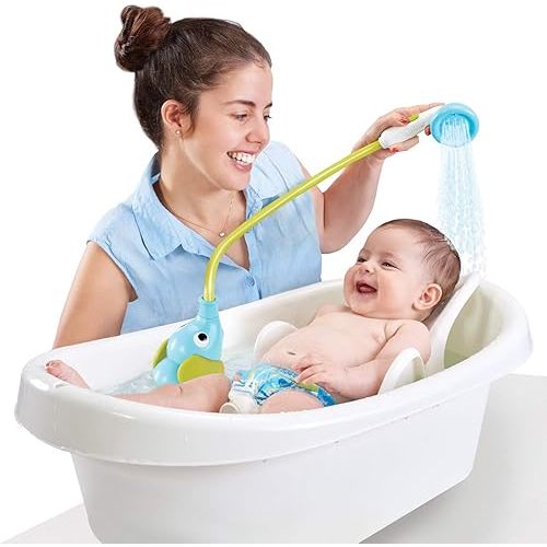 Yookidoo Baby Bath Shower Head - Elephant Water Pump and Trunk Spout Rinser - for Newborn Babies in Tub Or Sink