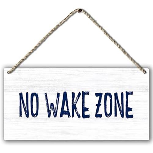 No Wake Zone Nautical Printed Wood Plaque Sign Wall Hanging,Rustic Hanging Wall Signs for Lake House Adventure Farmhouse Front Door Porch Outdoor Indoor Summer Home Decor 12 x 6 Inches