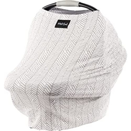 Milk Snob Original 5-in-1 Cover - Added Privacy for Breastfeeding, Baby Car Seat, Carrier, Stroller, High Chair, Shopping Cart, Lounger Canopy - Newborn Essentials, Nursing Top, Herringbone