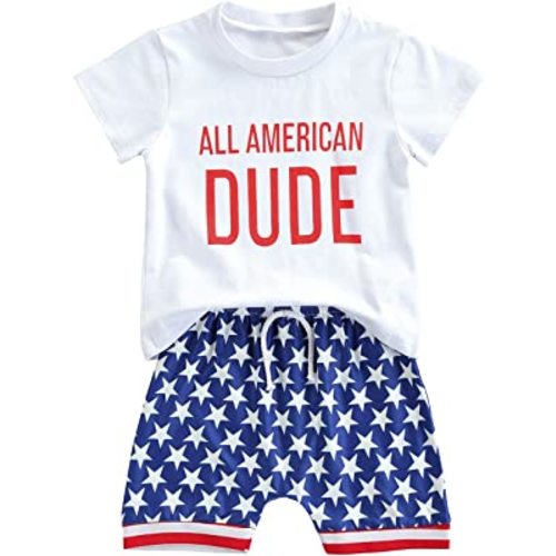 FYBITBO Baby Boy 4th of July Outfits Short Sleeve Tee Shirt and Casual Shorts 2Pcs Fourth of July Summer Outfit