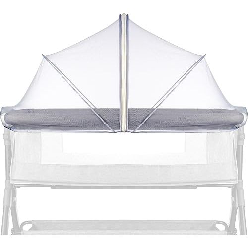 Bassinet Cover Mosquito Net for Babies to Keep Insects/Bugs/Cats Out, Toddler Bassinet/Bedside Sleeper/Crib Net with Two-Way Zippers & Storage Bag, Breathable Mesh Holes, White