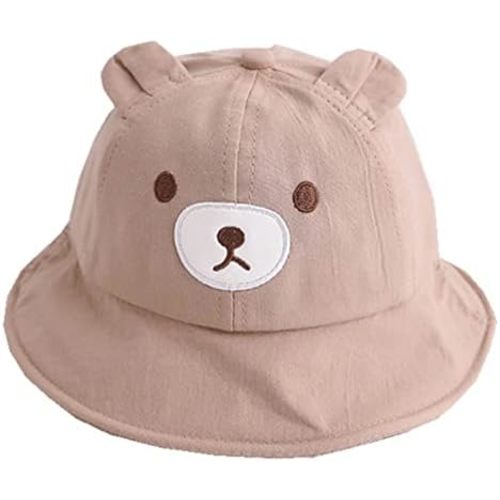 Baby Sun Bucket Hat for Boys Girls, Cute Bear Toddler Summer Hats, Wide Brim Cap for Infant Kids