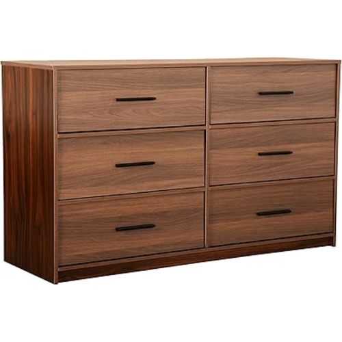 6-Drawer Dresser w/Fabric Drawers, Modern,Storage Chest,Walnut