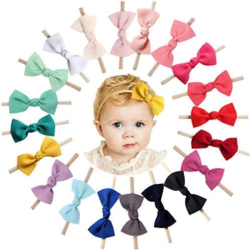 20PCS Baby Nylon Headbands 3.75Inch Hair Bows Soft Nylon Hair Bands Hair Accessories for Baby Girls Newborns Infants Toddlers