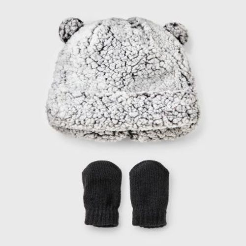 Baby Faux Shearling Hat And Mitten Set - Cat & Jack™ Gray Newborn