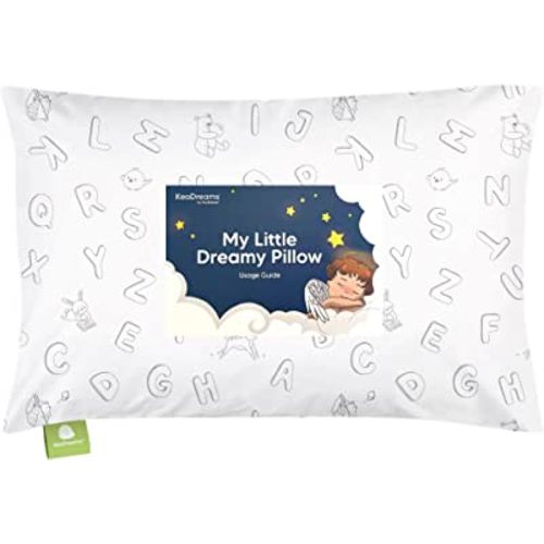 Toddler Pillow with Pillowcase - 13x18 My Little Dreamy Pillow, Organic Cotton Toddler Pillows for Sleeping, Kids Pillow, Travel Pillows, Mini Pillow, Nursery Pillow, Toddler Bed Pillow (ABC Land)