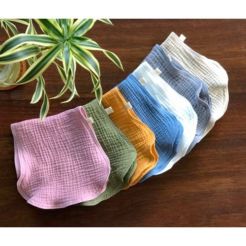 Organic Cotton Muslin Burp Cloth: Hourglass Shape, 4-Layer Gauze