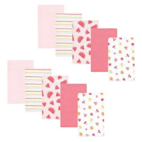 Hudson Baby Infant Girl Cotton Flannel Burp Cloths, Fruit Salad, One Size