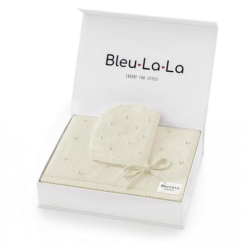Baby Gift Set - Organic Cotton Newborn Blanket Essentials, Thoughtful Baby Shower & New Baby Gift for Boys & Girls (Pointelle - Butter Cream)