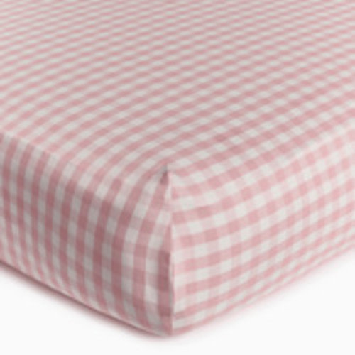 Soundly Percale Organic Crib Sheet - Pink Gingham