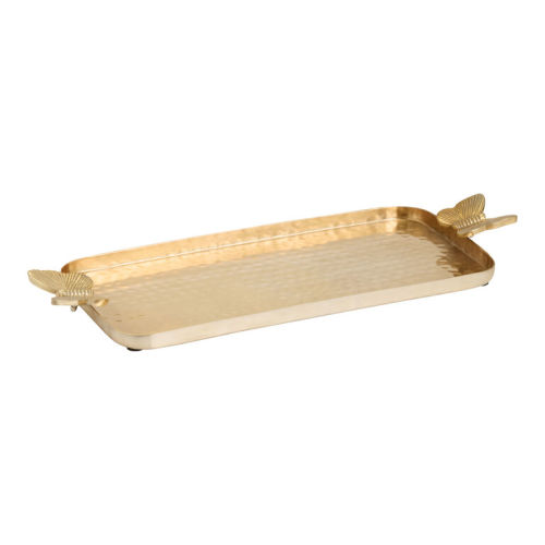 Gold Hammered Metal Butterfly Serving Tray