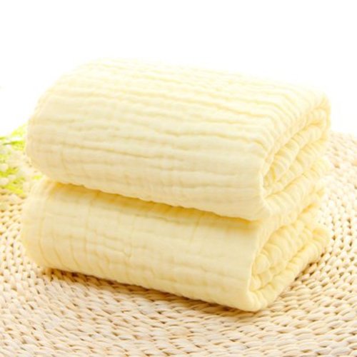 1Pcs Baby Muslin Bath Towels, Super Soft Cotton Bath Towel 6 Layers Infant Newborn Swaddle Blanket 41.34 X 41.34 Inches,Baby Registry as Shower (Yellow)