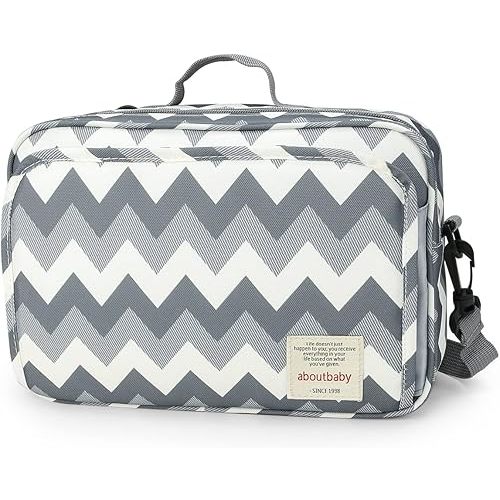MOMIGO Baby Diaper Caddy Bag - Diaper Caddy Tote Baby Stroller Bag Nursery Storage Bin for Diapers, Wipes & Toys Mini Diaper Bag for Outdoor (Grey Wave)