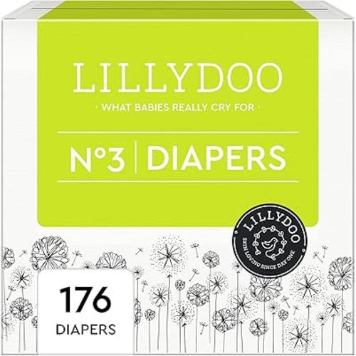 Diapers - Size 3 (13-22 lbs), Monthly Supply (176 Count), Skin-Friendly, Ultra Soft, Chlorine-Free & Absorbent Baby Diapers