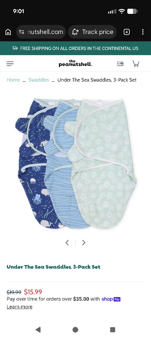Under The Sea Swaddles, 3-Pack Set, Blues
