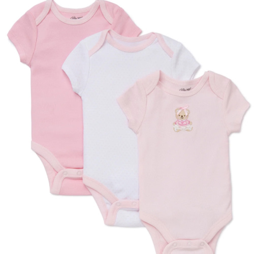 Pink Bear 3-Pack Bodysuits