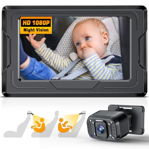 FEISIKE Baby Car Camera, 4.3'' Back Seat Baby Car Camera Mirror for Crystal Infrared Night Vision, 360° Rotation & 149° Wide View, 3 Mins Easy Installation