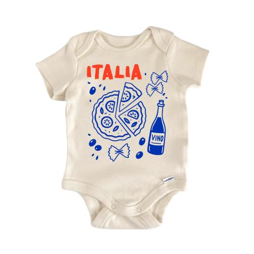 Italian Italy Pizza Wine Pasta Onesie® - Cute Funny Clothes Newborn Infant Baby Shower Bodysuit Romper Personalized Outfit