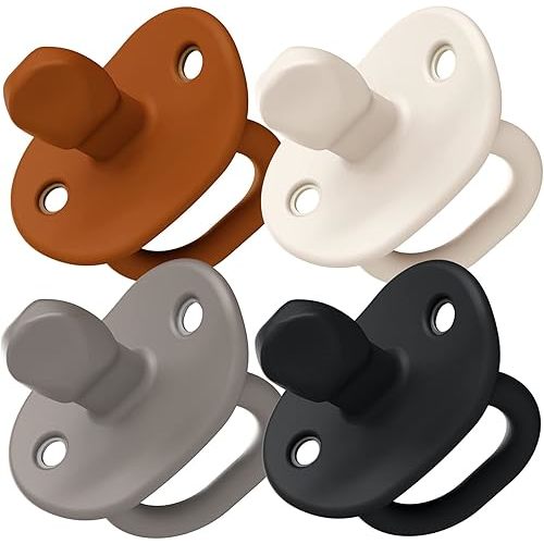 Boon Jewl Silicone Orthodontic Pacifier - Baby Pacifier with Soothing Gem Shaped Nipple - Comfortable Baby Pacifiers Support Natural Oral Muscular Development - Neutral - 4 Count - 3-6 Months