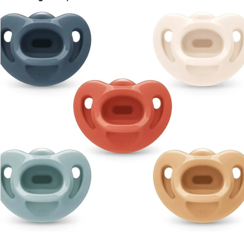 NUK Timeless Comfy Pacifier | 100% Silicone, One-Piece Design | BPA-Free, Gentle on Baby’s Skin | 5-Pack, for 0-6M