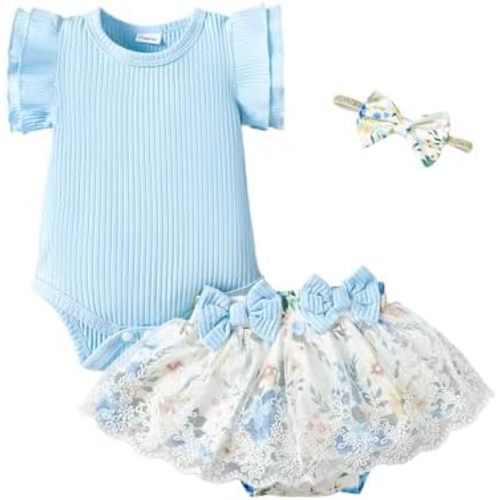 Mioglrie Preemie Clothes Girl Newborn Girl Outfits Infant Baby Girl Clothes Summer Romper Dress Shorts Set