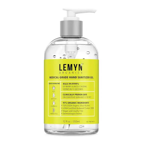 Medical‑Grade Hand Sanitizer Gel – 97 % Organic | 70 % USP Ethyl Alcohol | Moisturizing Aloe + Hyaluronic Acid | Freshly Made in USA | 12oz Bottle with Pump