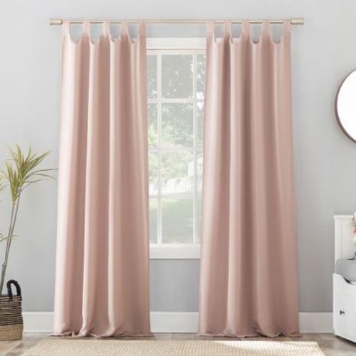 40"x84" Sun Zero Blackout Kenneth Energy Saving Tab Top Curtain Panel Blush: Thermal Insulated, Noise Reduction