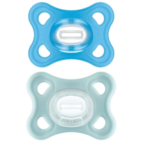 MAM Comfort Baby Pacifiers, Lightweight One-Piece Full Silicone Binky for Newborns 3-12 Months, BPA-Free, Easy to Clean Pacifier, Best for Breastfed Babies, with Sterilizer Case, 2 Count Binkies