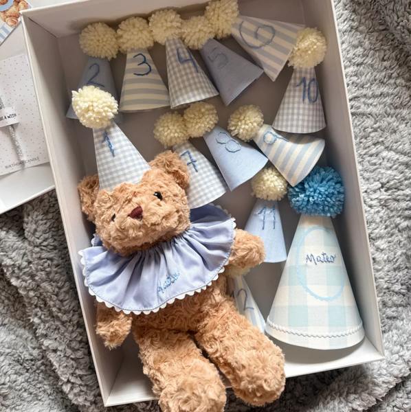 Keepsake Bear Birthday Set – Blue Edition – Enchanted Closet Co