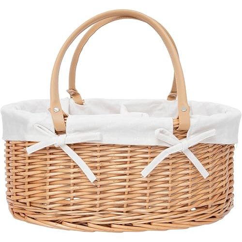 Handwoven Wicker Diaper Caddy Organizer, Multi - functional Baby Diaper Bag for Nursery & Home Storage, Detachable Lining, PU Handles, Baby Registry Must Haves (Wicker)