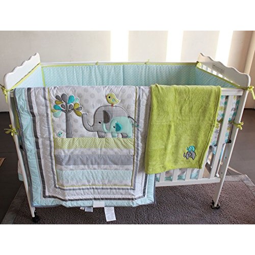 Blue Elephant 8pcs crib set Baby Bedding Set Crib Bedding Set Girl Boy Nursery Crib Bumper bedding with blanket